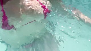 Artemisia Love showing her wet large titties in a micro bikini underwater Link. in bio