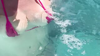 Artemisia Love showing her wet large titties in a micro bikini underwater Link. in bio