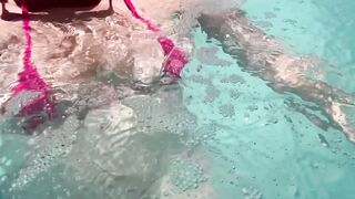 Artemisia Love showing her wet large titties in a micro bikini underwater Link. in bio
