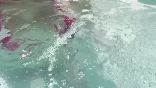 Artemisia Love showing her wet large titties in a micro bikini underwater Link. in bio
