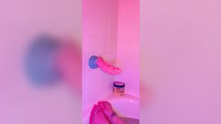 Tattooed sweetheart gives foot Job to recent pink vibrator in the bathtub :)- Full vid on OF