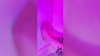 Tattooed sweetheart gives foot Job to recent pink vibrator in the bathtub :)- Full vid on OF