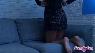 Compliant woman in a miniskirt spending the afternoon on her phone