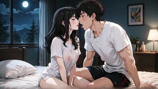eighteen-year-old hentai gal with large breasts gets banged by her stepbrother whilst watching a episode in her room - Spanish porn - AI PORN