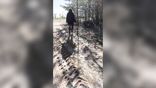 A Baltic cutie voids urine juicyly with a big stream whilst stepping on a stone.
