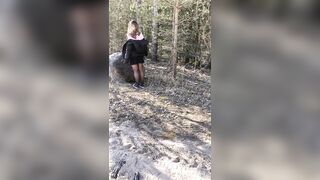 A Baltic cutie voids urine juicyly with a big stream whilst stepping on a stone.