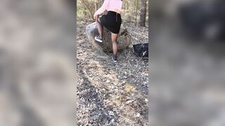 A Baltic cutie voids urine juicyly with a big stream whilst stepping on a stone.