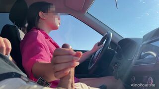 Risky Driving Tugjob – Jerking off Him Whilst Steering