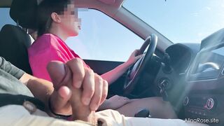 Risky Driving Tugjob – Jerking off Him Whilst Steering