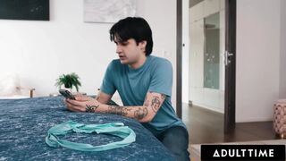 ADULT TIME - Suspicious Male Discovers Fresh Stepmom Ryan Keely Is A Gold Digger! This babe Keeps Him Quiet