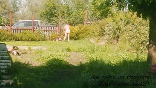 Hawt Nudist mother I'd like to fuck disrobes and Mows the Lawn