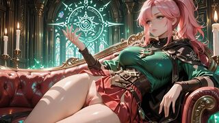 Unfathomable Squat Teasing Beneath the Huge Magic Array, Green Battle Gear Stretched Taut.