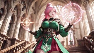 Unfathomable Squat Teasing Beneath the Huge Magic Array, Green Battle Gear Stretched Taut.