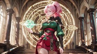 Unfathomable Squat Teasing Beneath the Huge Magic Array, Green Battle Gear Stretched Taut.