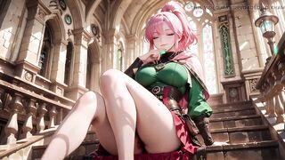 Unfathomable Squat Teasing Beneath the Huge Magic Array, Green Battle Gear Stretched Taut.