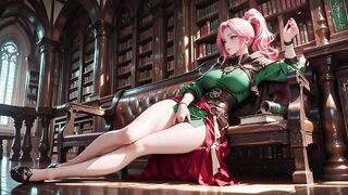 Unfathomable Squat Teasing Beneath the Huge Magic Array, Green Battle Gear Stretched Taut.
