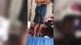 Natural Afro brunette hair showing anything in the bedroom