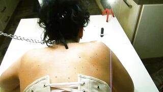 Darksome Haired Floozy Gets Drilled whilst Fastened Up!