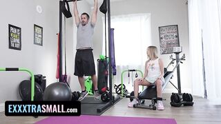 Exxxtra Petite - Tiny Sweetheart Coco Lovelock Gaggs And Spits On Stepdad's Large Rod After Perspired Drill