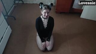 Hawt Kitty Eats From a Bowl and Licks Her Taskmaster's Feet - Lovessie
