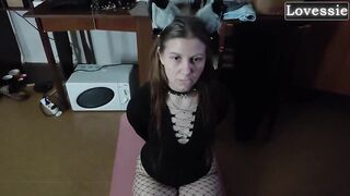Hawt Kitty Eats From a Bowl and Licks Her Taskmaster's Feet - Lovessie