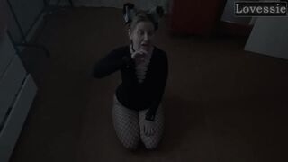 Hawt Kitty Eats From a Bowl and Licks Her Taskmaster's Feet - Lovessie