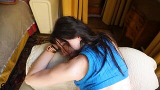 Breasty Italian seduces roommate and makes him cum inside her