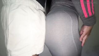 Large-booty Woman Touches a Stranger's Weenie