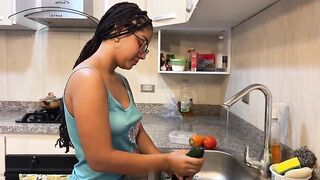 Bridney destroys her moist snatch with a cucumber