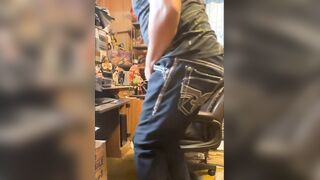 Desperately squirming around next to computer chair holding my urinate during the time that busy checking e-mails - I take a lengthy void urine on the floor close to chair