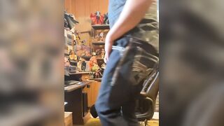 Desperately squirming around next to computer chair holding my urinate during the time that busy checking e-mails - I take a lengthy void urine on the floor close to chair