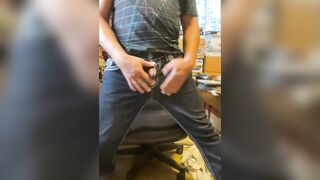 Desperately squirming around next to computer chair holding my urinate during the time that busy checking e-mails - I take a lengthy void urine on the floor close to chair