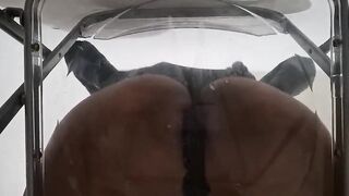 POV: Smutty Talk Plump Booty Femboy Raven Facesitting and Anal Creampie after Riding Sex toy throughout Transparent Chair