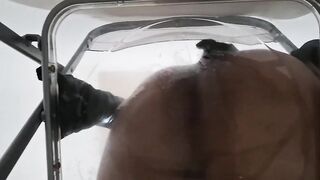 POV: Smutty Talk Plump Booty Femboy Raven Facesitting and Anal Creampie after Riding Sex toy throughout Transparent Chair