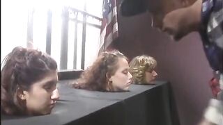 Bitches getting their mouths banged in a blowbang