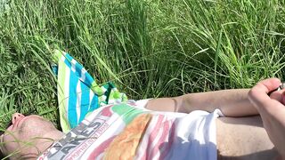 Public Oral sex - people walk and drive by - I cum in her throat