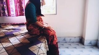 Hardcore banging with Marvelous Red Saree Sexy Bhabi with Large Titties.