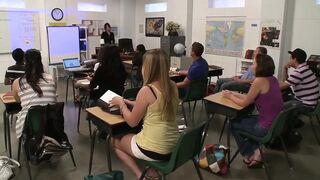 Curvy mother I'd like to fuck teacher just drilled her wicked student in the classroom