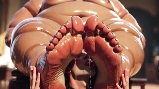 SSBBW Makes Slender Thrall Lick Her Perspired Feet