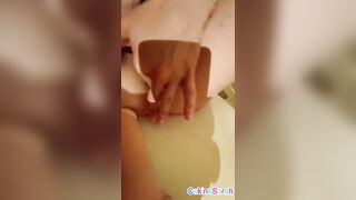 Vibrator in the booty during the time that this babe sucks and creampie ass slam