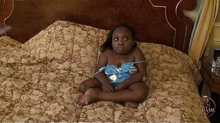 Tiny Ebony Midget Takes a Tongue on Her Vagina Previous to Getting Banged
