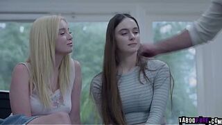 Stepdad bangs stepdaughter and her classmate