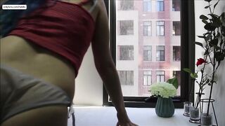 risky fingering beside a window made my juicy snatch trickling until I cum