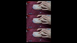 His hands widening cum all over my nude feet ??