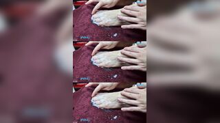 His hands widening cum all over my nude feet ??