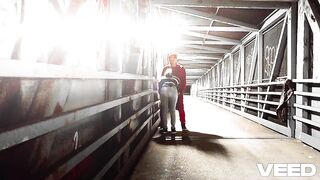 LATE NIGHT WALK Minah Khali Takes A Walk Late Night Bridge Highway and Bike Trail Gives Oral sex To Public Jogger