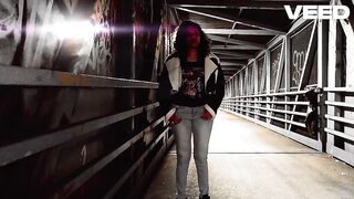 LATE NIGHT WALK Minah Khali Takes A Walk Late Night Bridge Highway and Bike Trail Gives Oral sex To Public Jogger