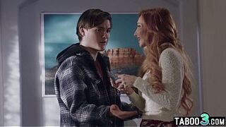 Large titties redhead cougar consoled by her large cocked neighbour