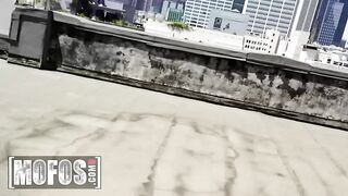 MOFOS - Raven Bay Gets Freaky On The Rooftop During the time that Milking A Dong All Over Her Ideal Titties