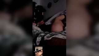 Golden-haired Pawg showing off her large butt and thick haunches whilst watching her Latino lover wank on the phone